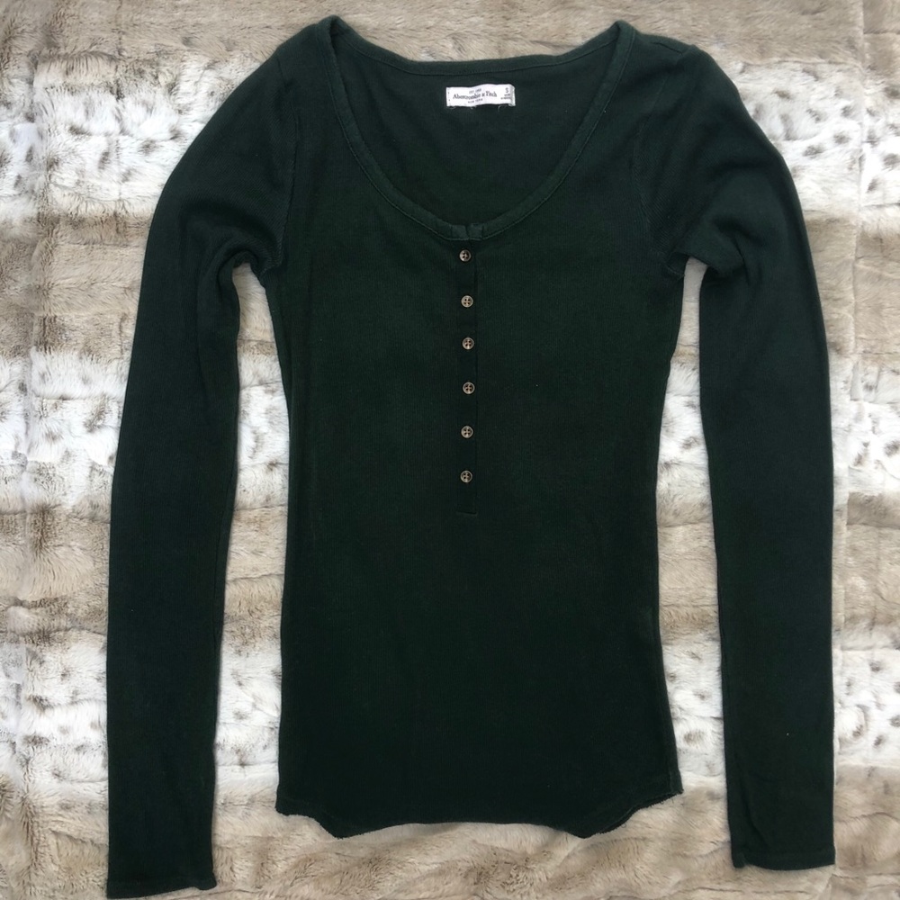 Abercrombie & Fitch Women Green Long Sleeve Top S